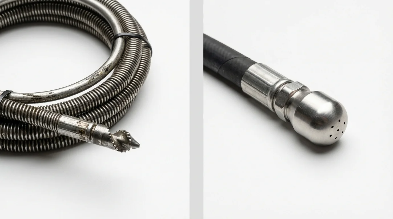 Drain snake cable and hydro jetting nozzle used for drain cleaning in Seward, NE
